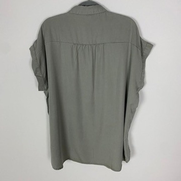 Quince Vintage Wash Tencel Camp Shirt Olive Green XL Short Sleeve Button Up - Picture 3 of 9